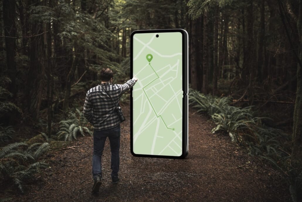 Unlock the Future: Explore Smrt Map Technology! 2 A futuristic city with smrt map technology guiding users through the streets.